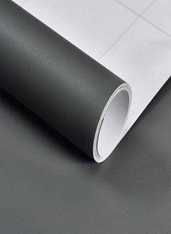 Fusion Graphix Matt Dark Grey Vinyl Contact Paper Decorative Self Adhesive Shelf Liner Waterproof Removable Peel and Stick Wallpaper for Bedroom Living Room Wall Décor (24x60 inch) - Image 1